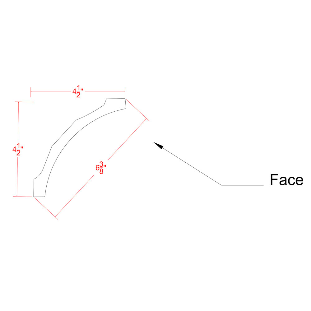 1/4 Round Cove Crown Molding dimensional drawing