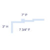 Simplified profile diagram of New York 3-Step Crown Molding labeled with 3 inch height, 7 inch projection, and 7-3/4 inch face.