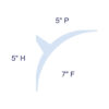 Simplified profile diagram of Lighting Cove Molding for Indirect Lighting labeled with 5 inch height, 5 inch projection, and 7 inch face.
