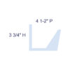 Simplified profile diagram of San Jose Molding for Indirect Lighting labeled with 3-3/4 inch height and 4-1/2 inch projection.