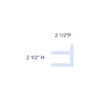 Simplified profile diagram of Asheville Molding for Indirect Lighting labeled with 2-1/2 inch height and 2-1/2 inch projection.
