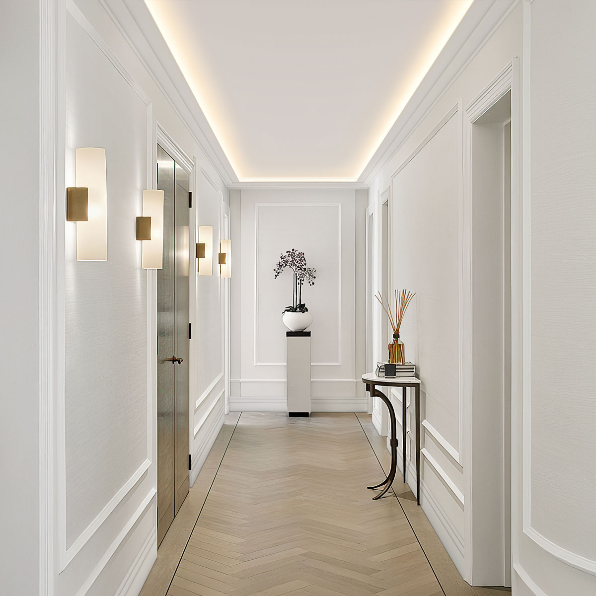 New York 2-Step Crown Molding for LED's Installed with Lighting