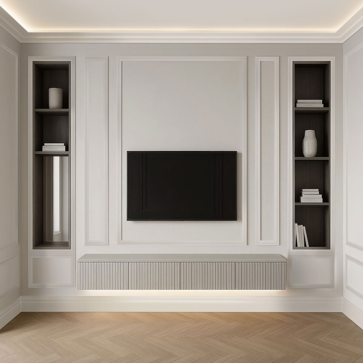 New York 2-Step Crown Molding for LED's Installed with Lighting