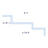Simplified profile diagram of Los Angeles 3-Step Crown Molding labeled with 3-7/8 inch height, 8 inch projection, and 8-7/8 inch face.