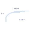 Simplified profile diagram of Miami Art Deco 2-Step Crown Molding for LED's labeled with 4 inch height, 8-1/2 inch projection, and 9-3/8 inch face.