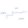 Simplified profile diagram of New York 3-Step Crown Molding for LED's labeled with 2-7/8 inch height, 8 inch projection, and 8-1/2 inch face.