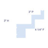 Simplified profile diagram of Cincinnati 3-Step Molding for Indirect Lighting labeled with 3 inch height, 3 inch projection, and 4-1/4 inch face.