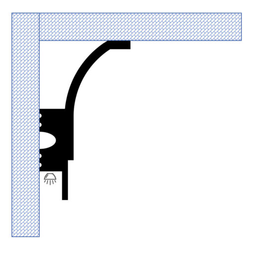 molding profile on wall depicting light direction