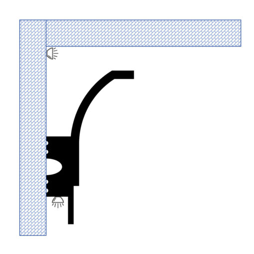 molding profile on wall depicting light direction