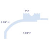 Simplified profile diagram of Miami 2-Way Molding for Indirect Lighting labeled with 3-3/4 inch height, 7 inch projection, and 7-5/8 inch face.