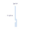 Simplified profile diagram of San Francisco Modern Baseboard labeled with 7-1/2 inch height and 3/4 inch projection.