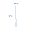 Simplified profile diagram of Extra Tall San Francisco Modern Baseboard labeled with 10 inch height and 3/4 inch projection.