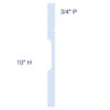 Simplified profile diagram of Extra Tall Miami Art-Deco Baseboard labeled with 10 inch height and 3/4 inch projection.