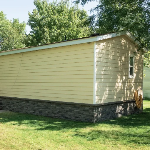 Volcano Ash Ledge Stone Panel Installation on a Mobile Home