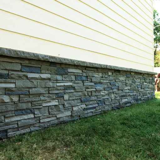 Volcano Ash Ledge Stone Panel Installation on a Mobile Home