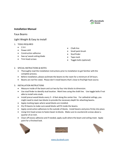 DuraKwik Faux Beam Installation